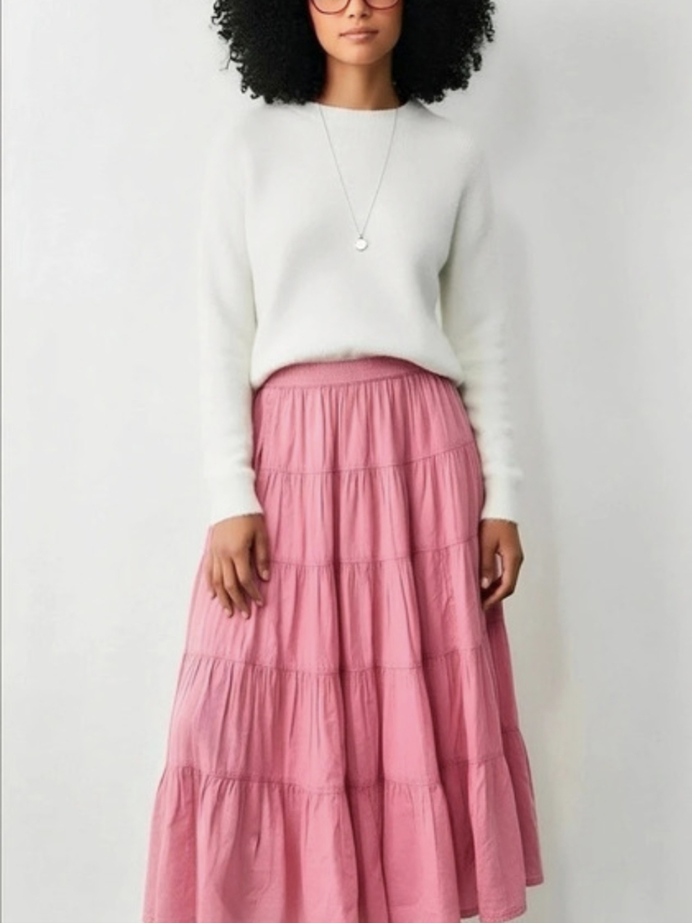 Free People Truly Madly Deeply Tiered Maxi Skirt in Pink Size XS